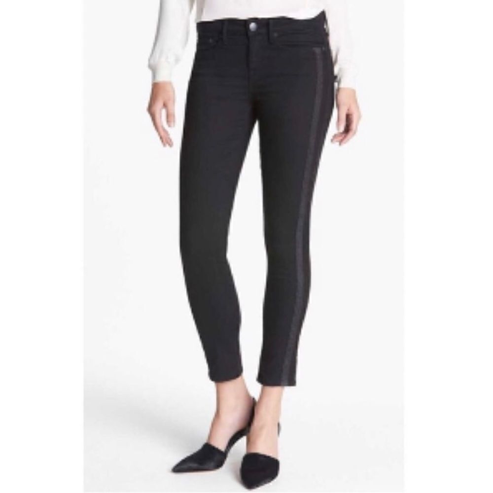 Vince Ankle Skinny Black Printed Stripe Jeans